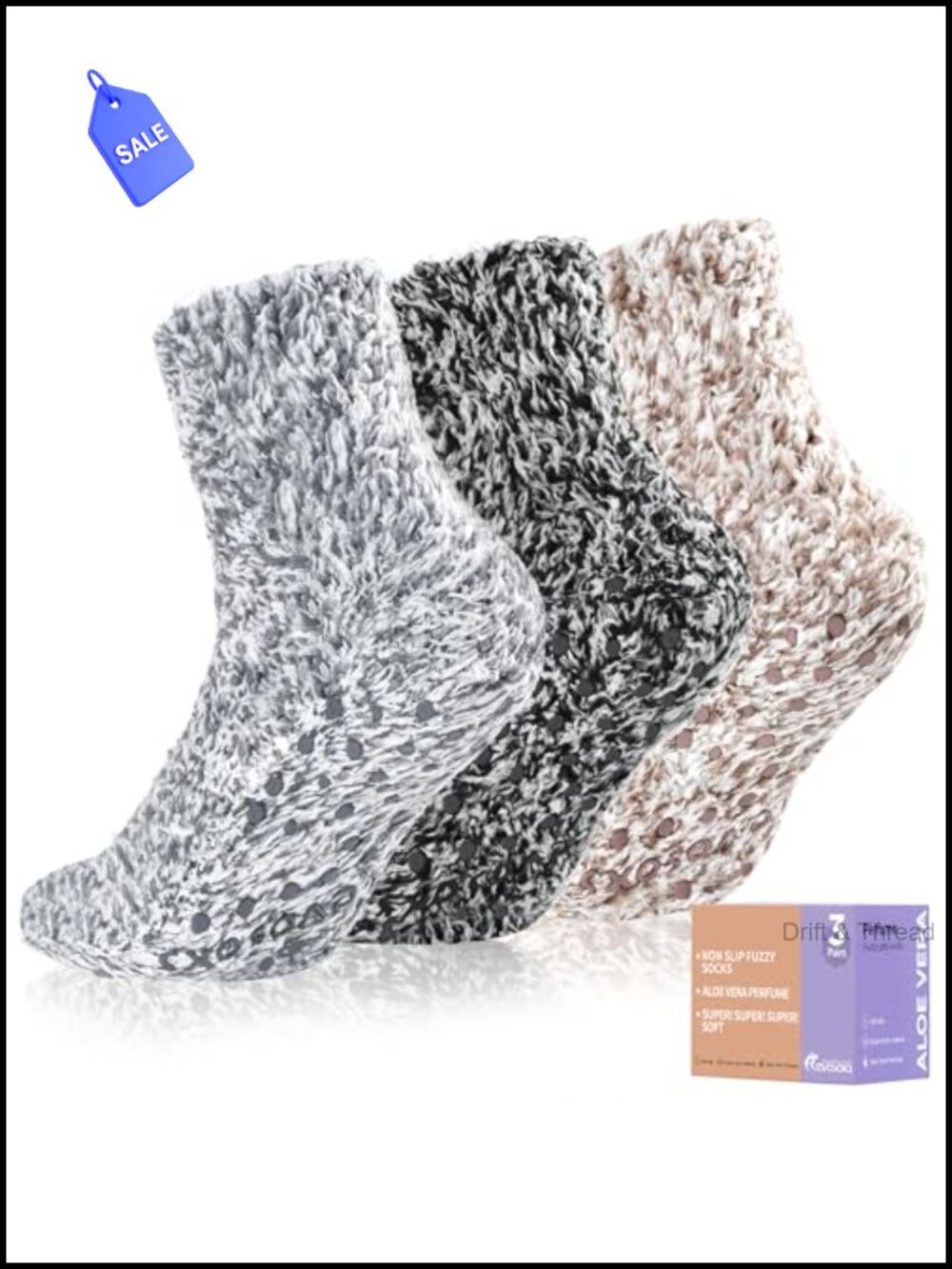 Fuzzy Grips Socks Non Slip Hospital Crew Cozy Fluffy Cloud